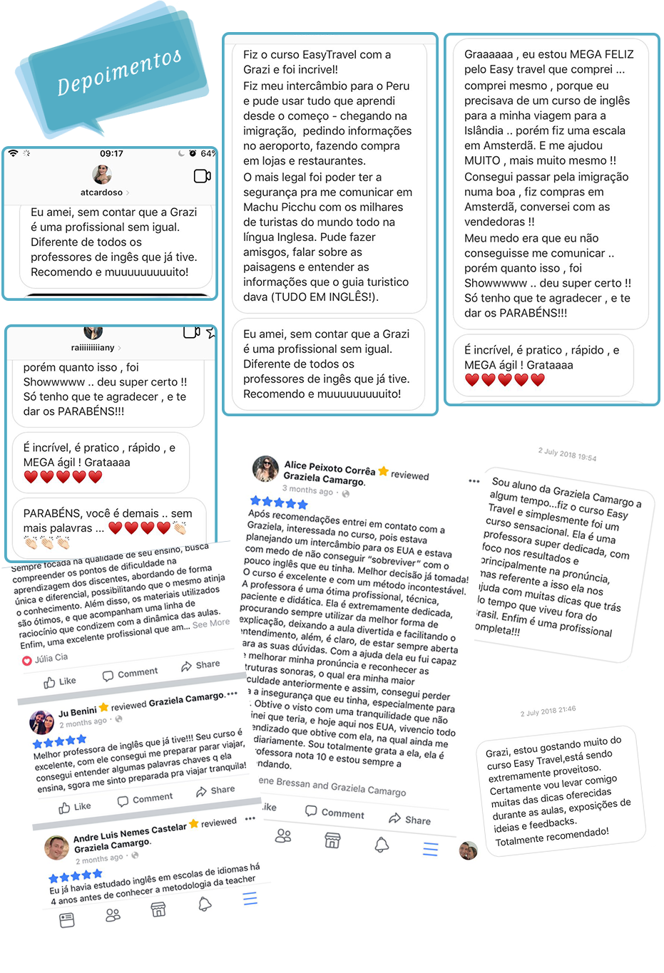 depoimentos ingles com a grazy